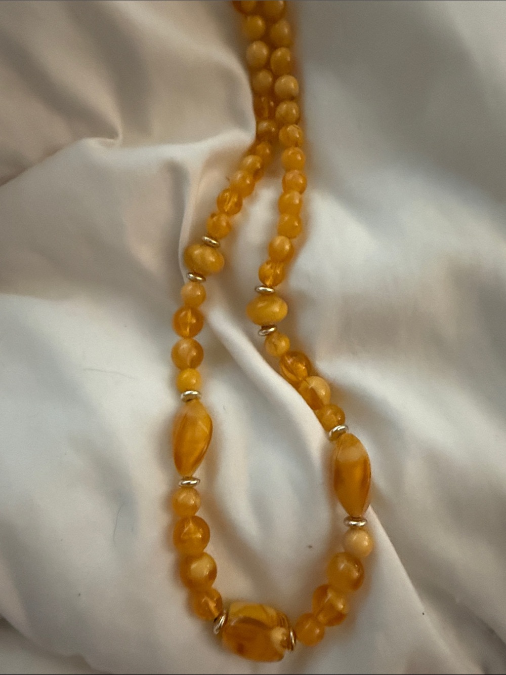 Golden Amber Beaded Necklace for Women